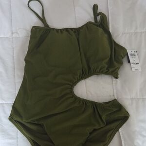 Olive Green Women  One Piece Swimsuit Large
